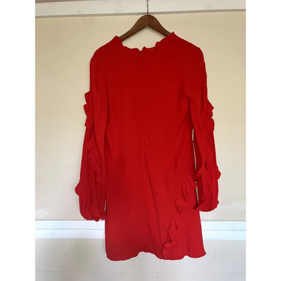 ALEXIS Ceretti Dress in Red Crepe Ruffle Details Long Sleeve No Size FITS SMALL - Picture 6 of 7